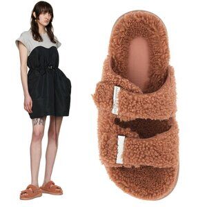 ALEXANDER MCQUEEN SHOES SHEARLING HYBRID SLIDE SANDALS DOUBLE BUCKLE sz 38 8